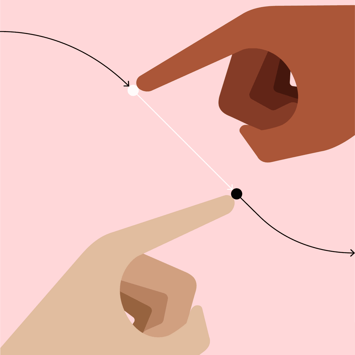 flat-style illustration of two hands connecting dots flat-style illustration of two hands connecting dots