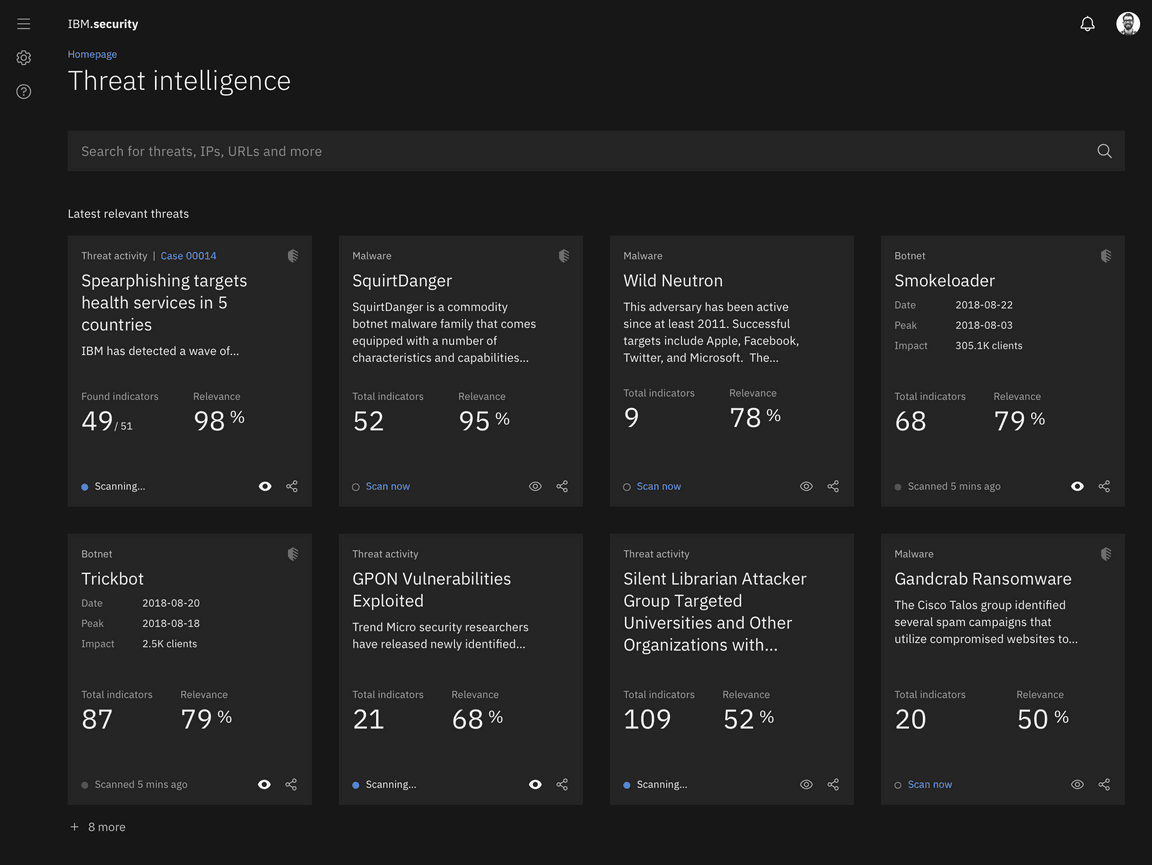 IBM Security Threat Intelligence homepage IBM Security Threat Intelligence homepage