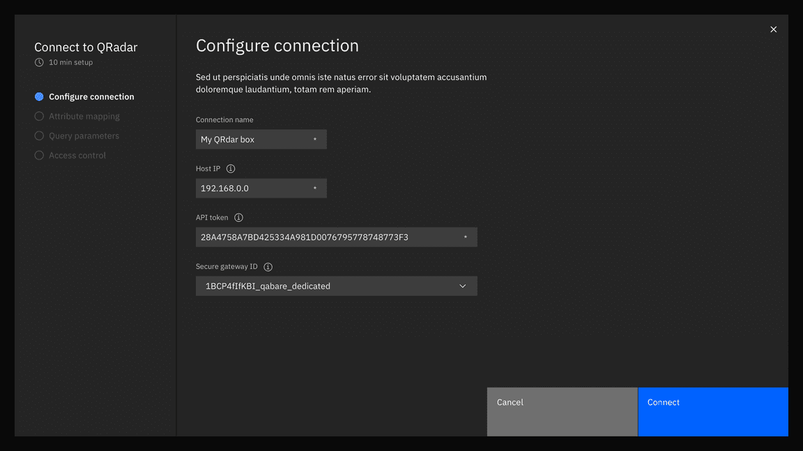 IBM Security Connect screen IBM Security Connect screen