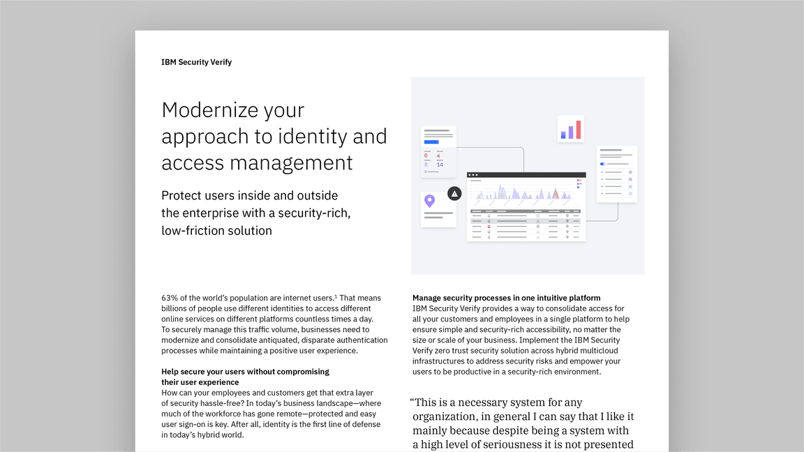 IBM Security Verify access management solution brief hero image IBM Security Verify access management solution brief hero image