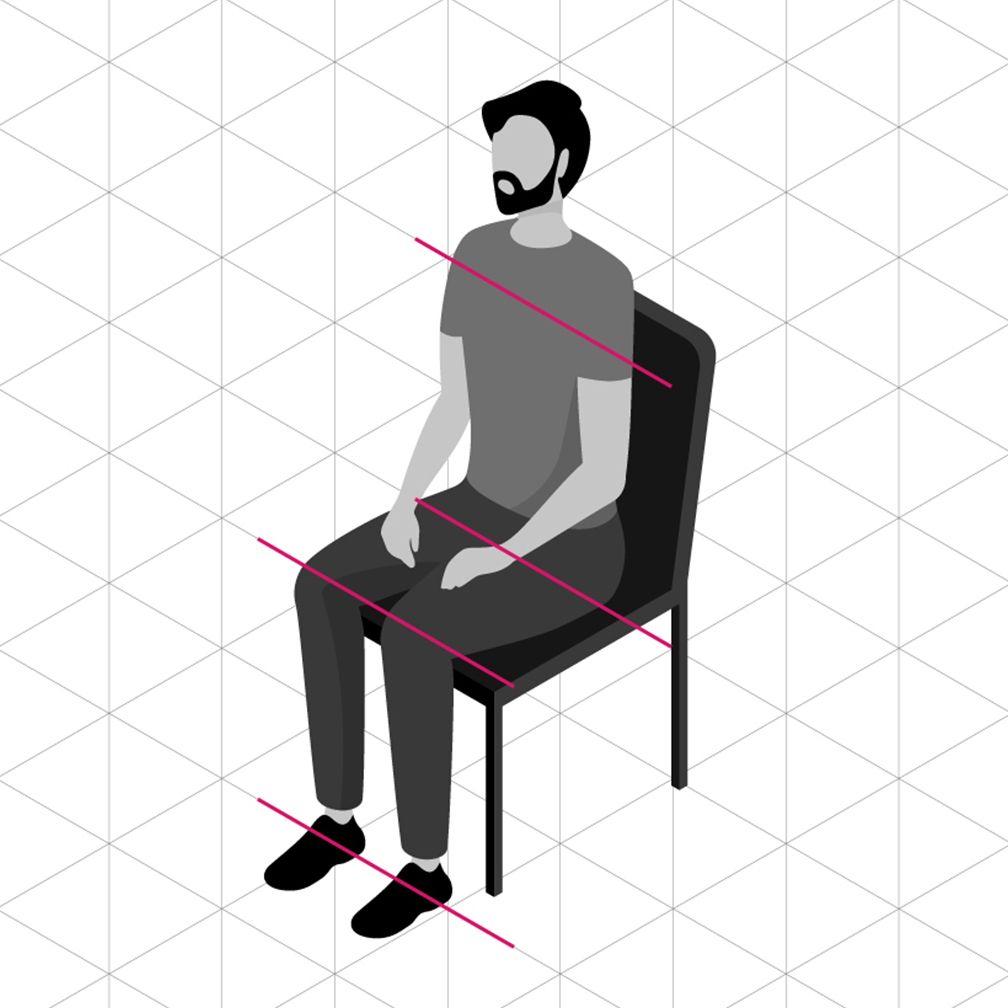 Shoulders aligned to isometric angles Shoulders aligned to isometric angles