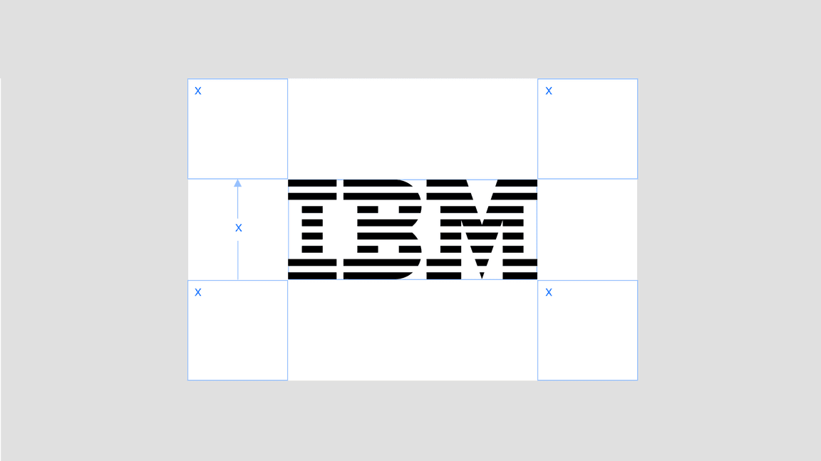 IBM 8-bar logo showing proper clear space ratio IBM 8-bar logo showing proper clear space ratio